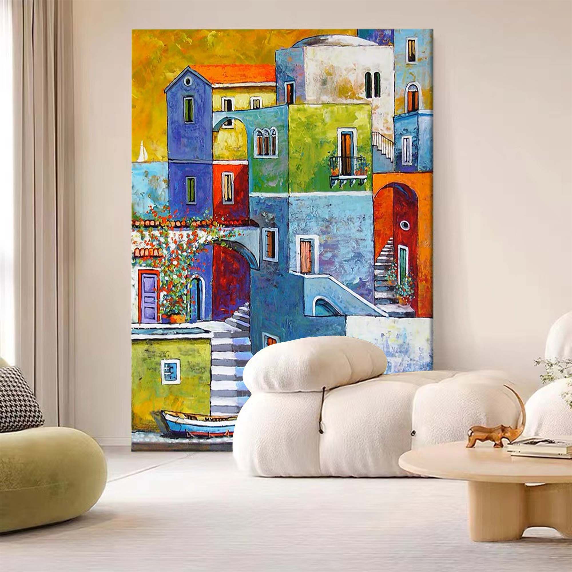 Original Architecture Wall Art Painting Large Modern Architecture Oil Painting Home Decor