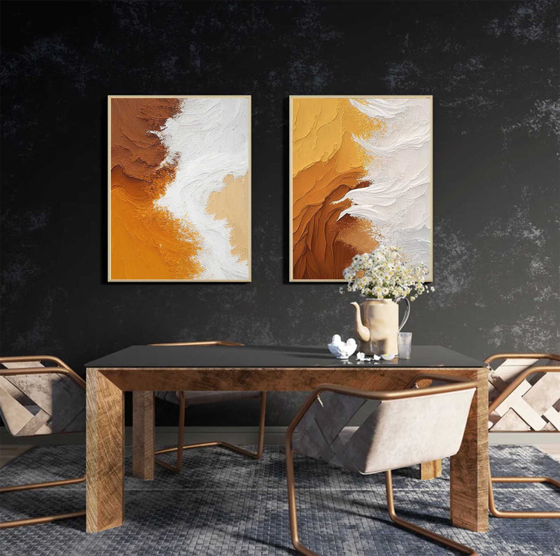 Set of 2 Large Abstract Oil Painting Modern Wall Art Original Texture Oil Painting Living Room Decor