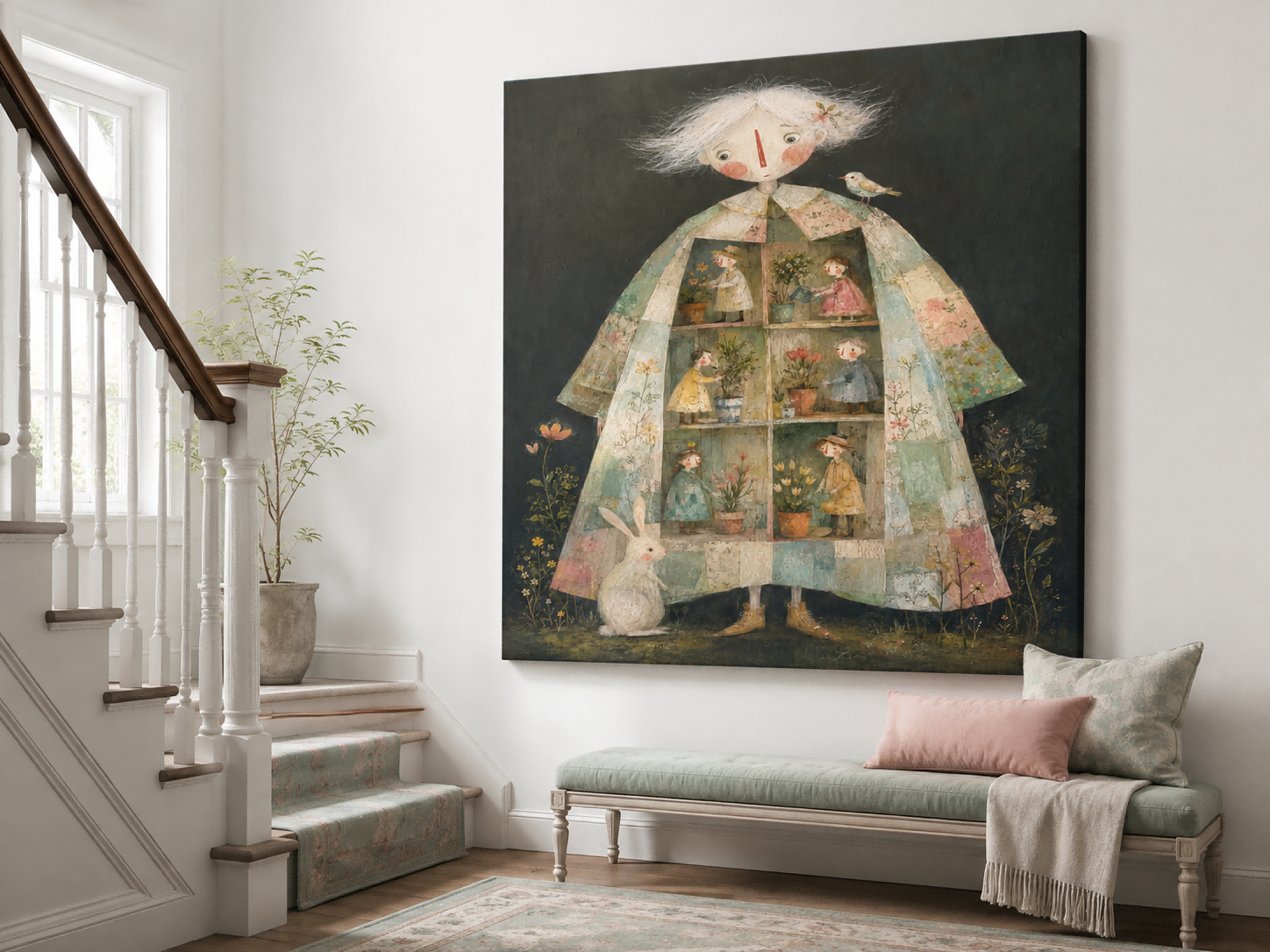 Modern Surrealist Painting With Romantic And Abstract Elements