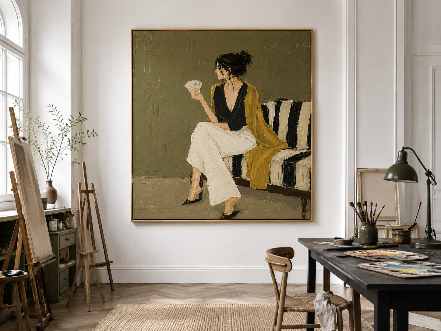 Elegant Square Canvas Art With Expressive Brushstrokes For Chic Lounge And Bedroom Wall Decoration