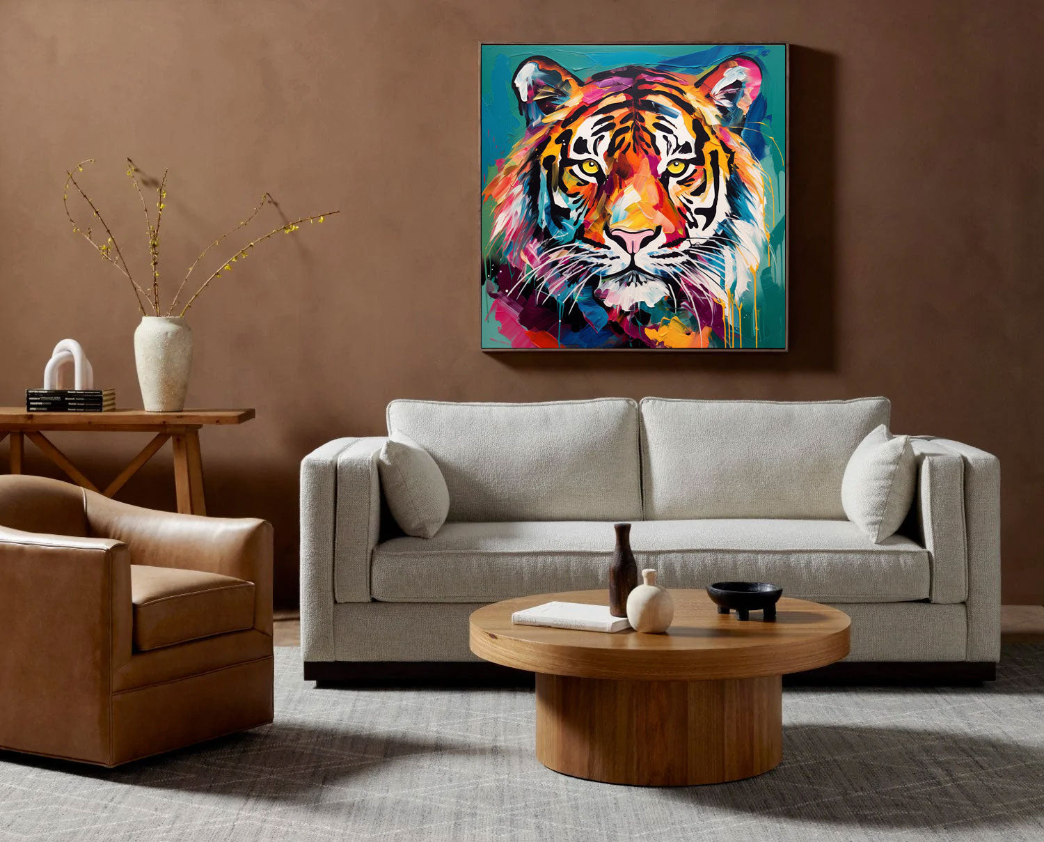 Modern Colorful Abstract Tiger Canvas Oil Painting Original Tiger Canvas Wall Art Large Animal Artwork Home Decor