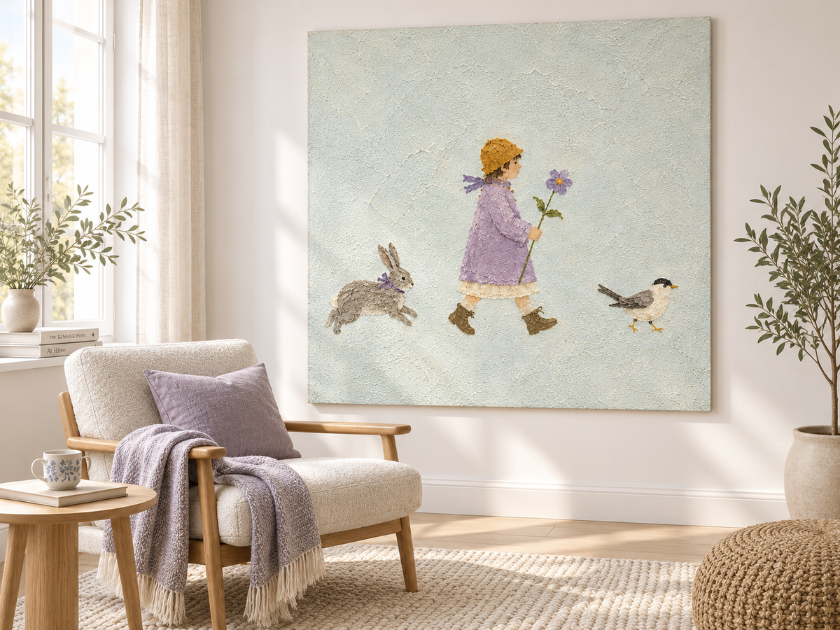 Modern Textured Abstract Painting With Fairytale Theme