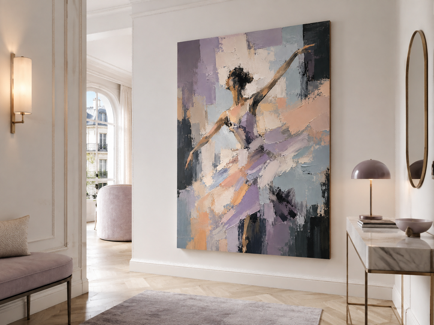 Handmade Textured Oil Painting Of Ballerina With Expressive Brushstrokes And Modern Appeal