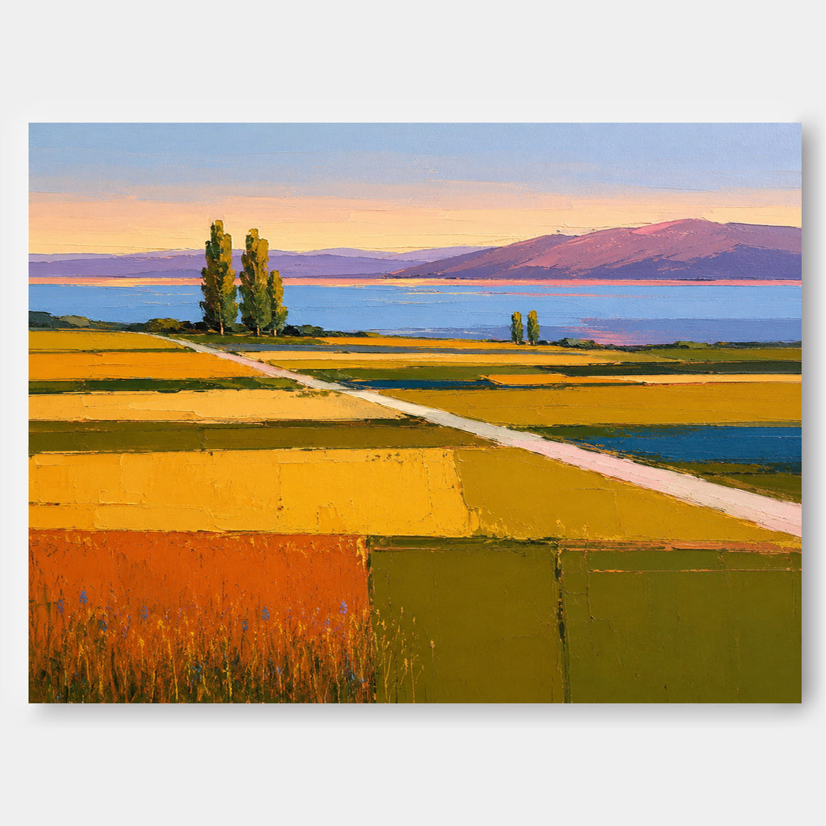 Impressionist Style Textured Canvas Painting Vibrant Autumn Colors Decor