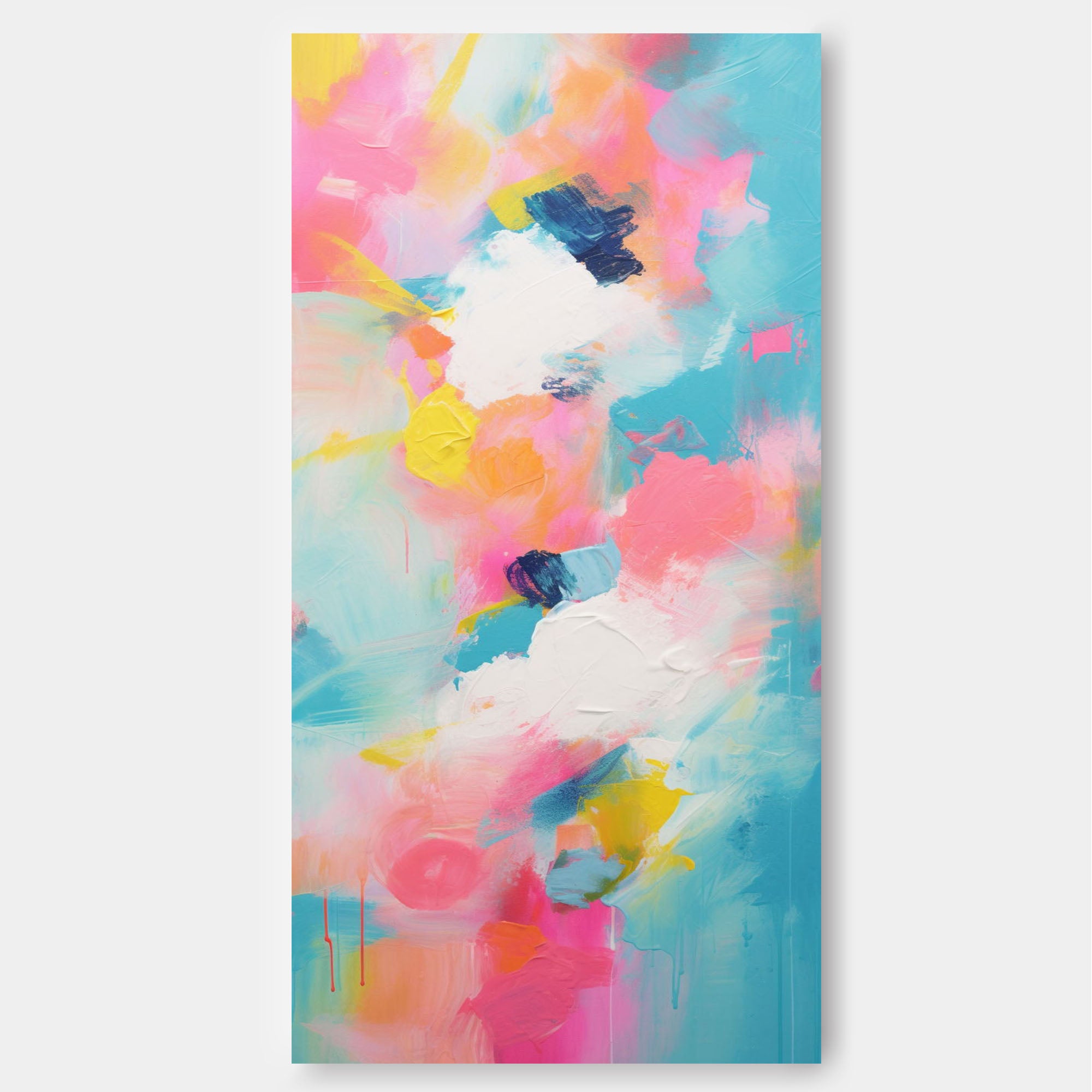 Vibrant Colorful Long Version Large Abstract Oil Painting Original Wall Art Painting Home Decor