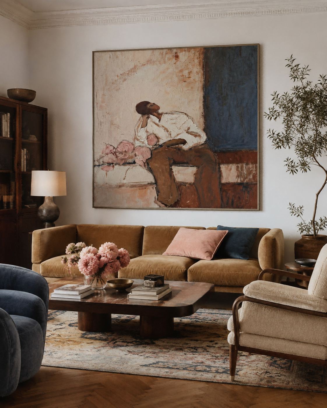 Square Canvas Art Featuring A Solitary Figure In Retro Style For Study