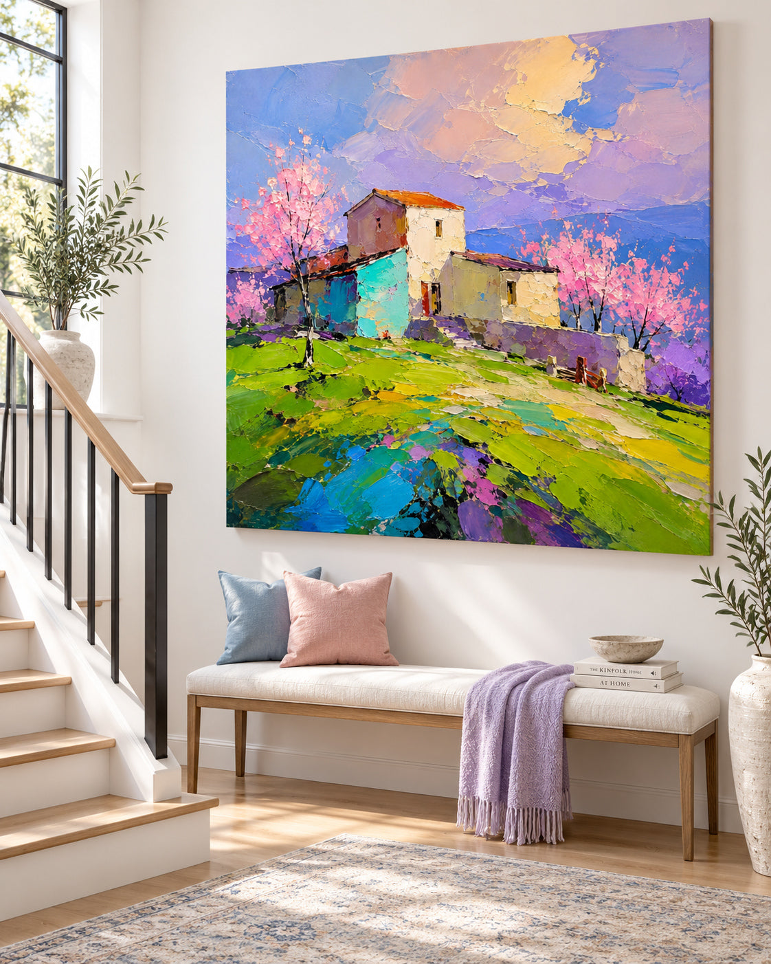Modern Impressionist Floral Landscape Oil Painting On Canvas