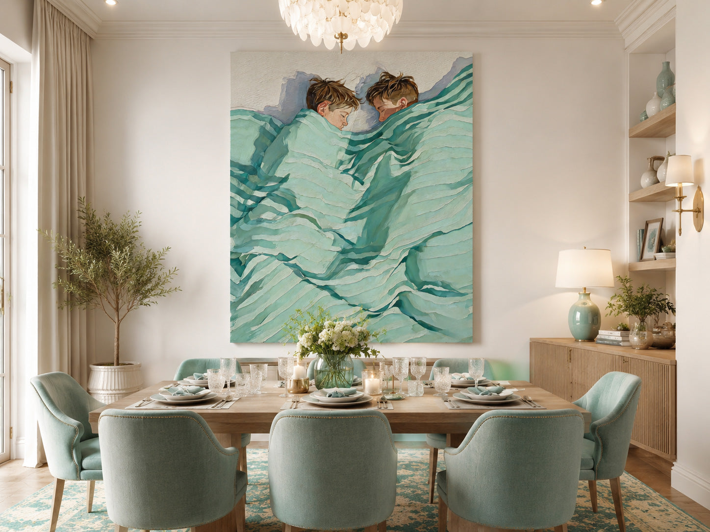 Healing Brotherly Love Art Original Oil Painting For Modern Home Decor