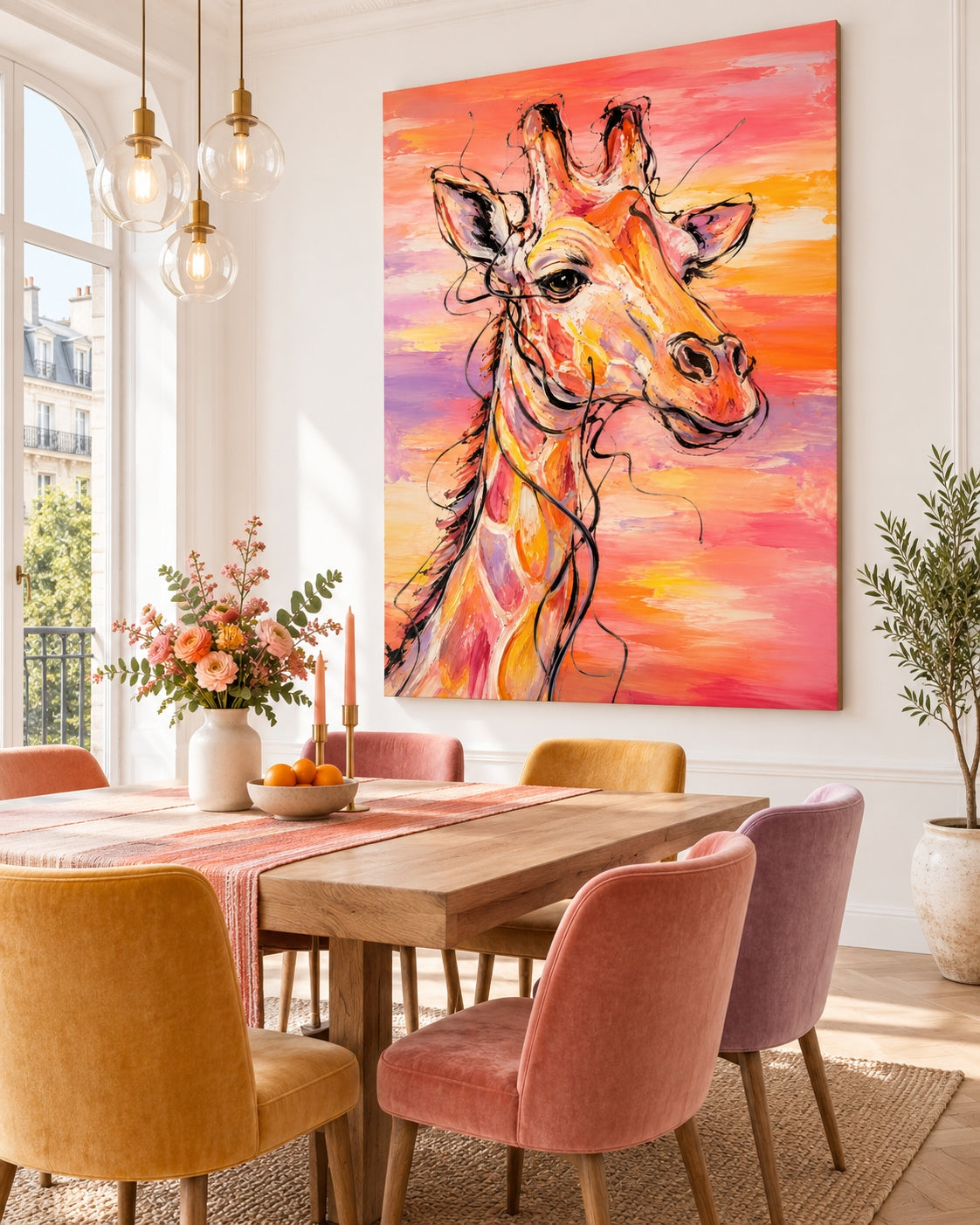Modern Graffiti Style Canvas Painting With Textured Orange Tones