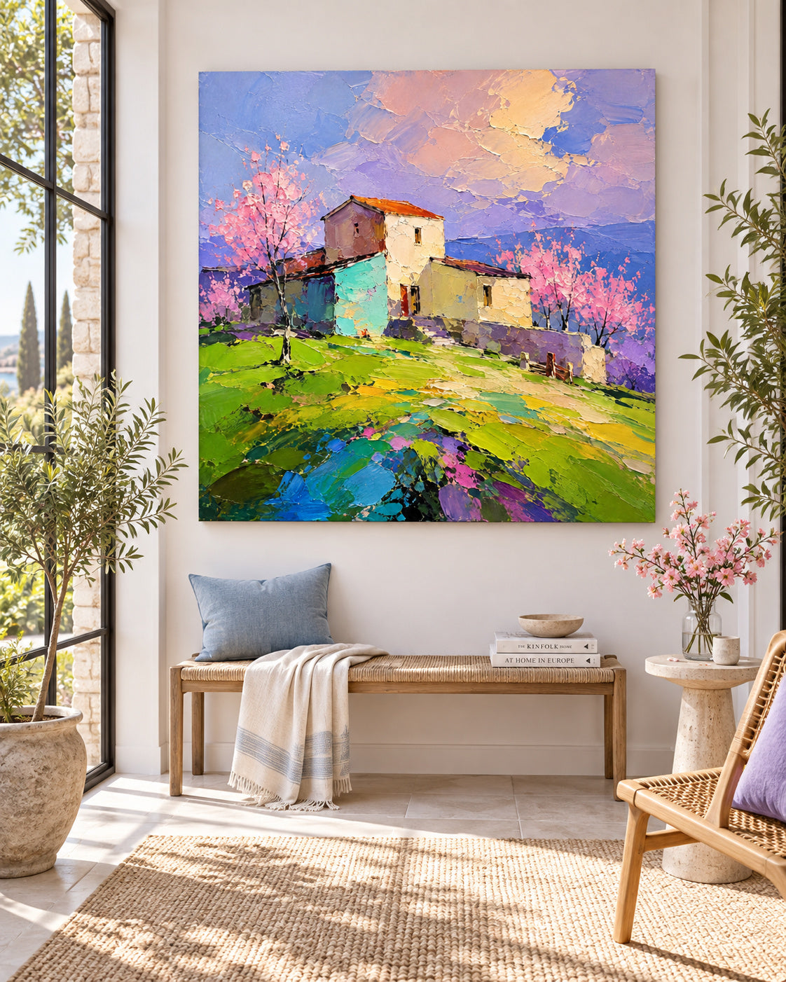 Modern Impressionist Floral Landscape Oil Painting On Canvas