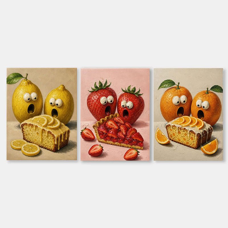 Colorful Pop Art Food Painting Set With Cute Anthropomorphic Fruit Design