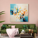Original Abstract Oil Painting On Canvas Large Blue And Yellow Acrylic Painting Modern Wall Art For Living Room