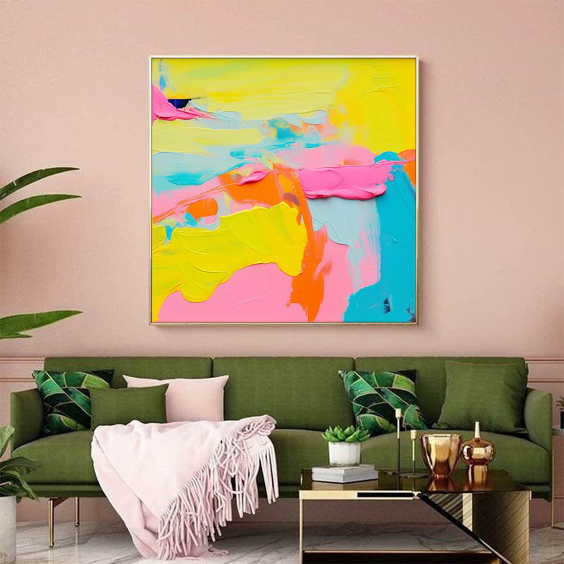 Vibrant Colorful Abstract Oil Painting On Canvas Modern Wall Art Large Original Color Acrylic Painting Home Decor