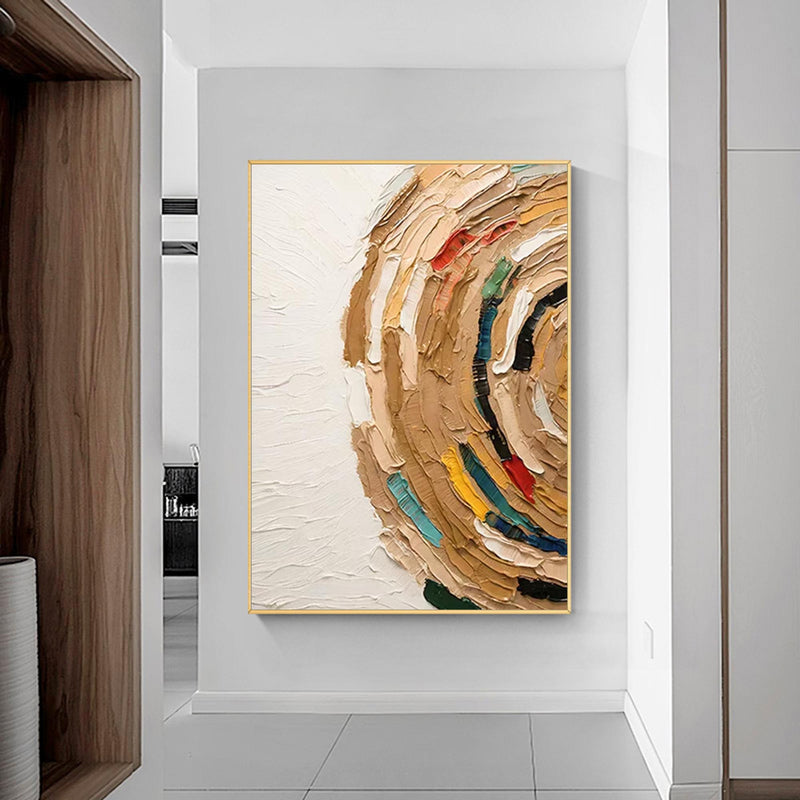 Original Knife Canvas Acrylic Painting Large Abstract Semicircle Wall Art Modern Vibrant Oil Painting Home Decor