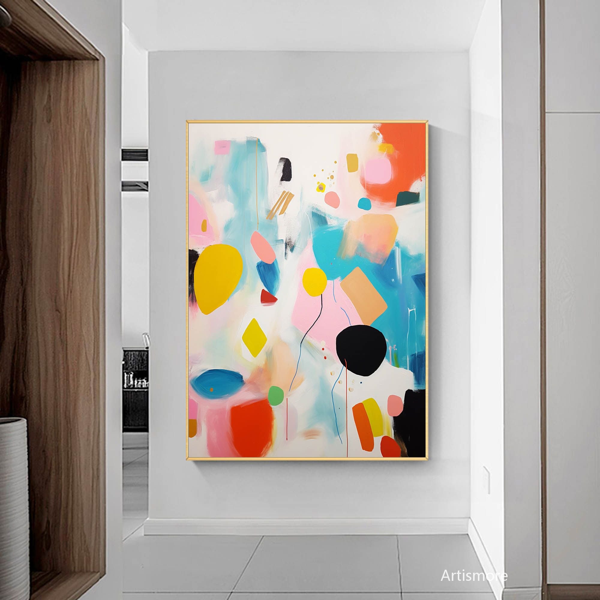 Vibrant Color Acrylic Painting Large Modern Abstract Musical Notes Wall Art Original Oil Painting on Canvas for Home Decor Gift