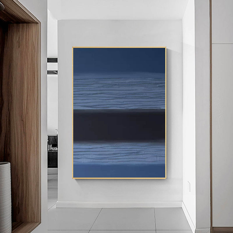 Blue And Black Large Abstract acrylic painting Texture Minimalist Oil Painting On Canvas Original Wall Art Home Decor