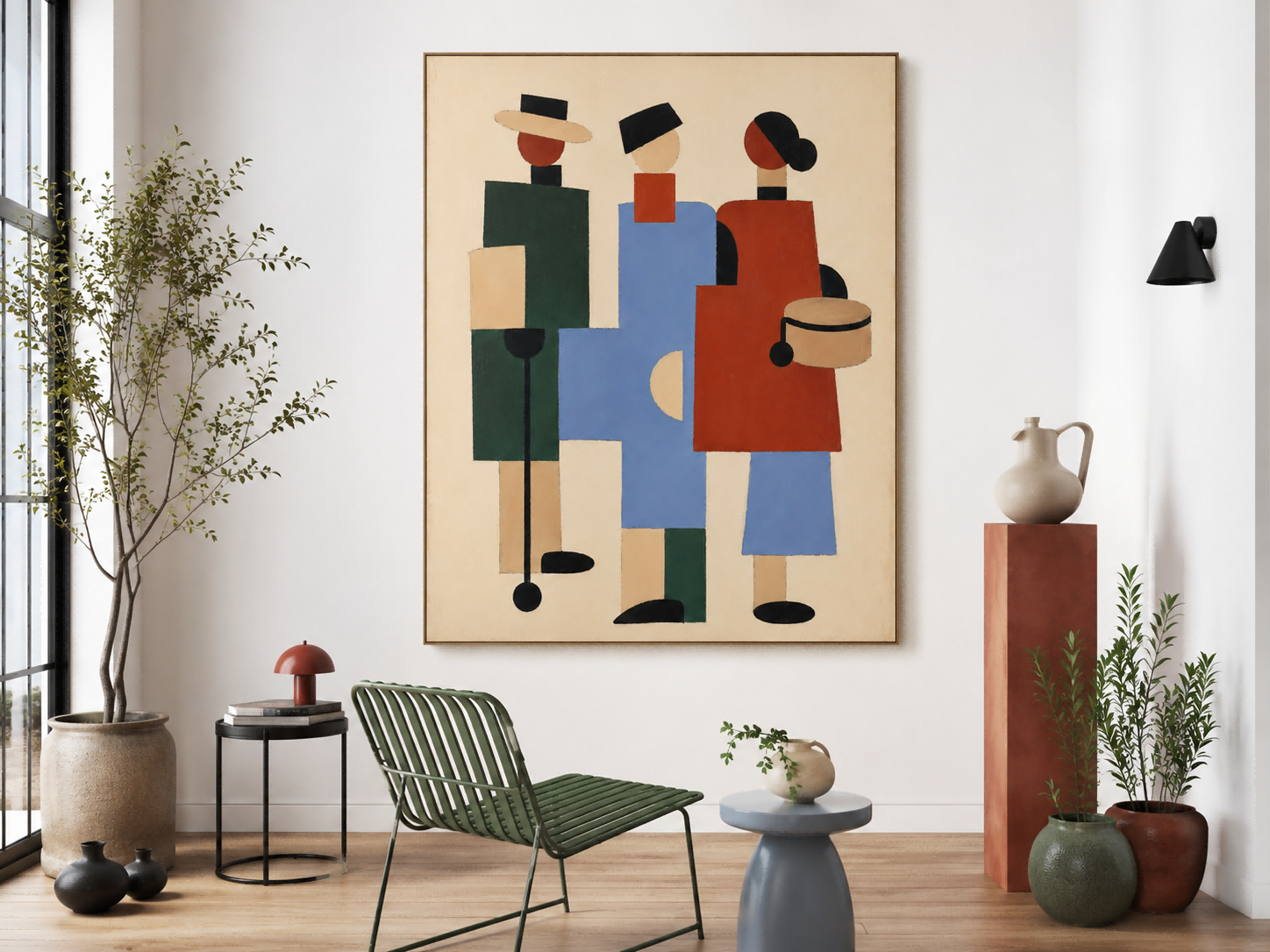 Minimalist Geometric Oil Painting In Modernist Style
