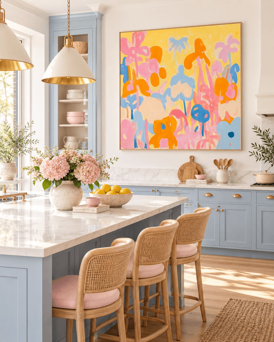 Cheerful Abstract Art In Macaron Palette For Contemporary Interior Design