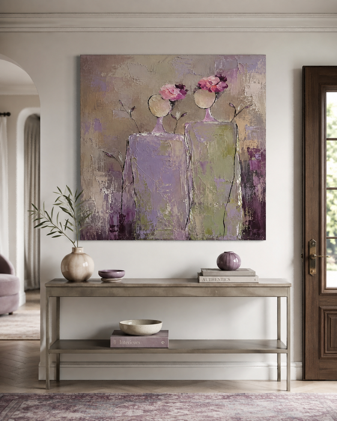 Modern Impasto Abstract Art Handmade Canvas With Floral Motifs