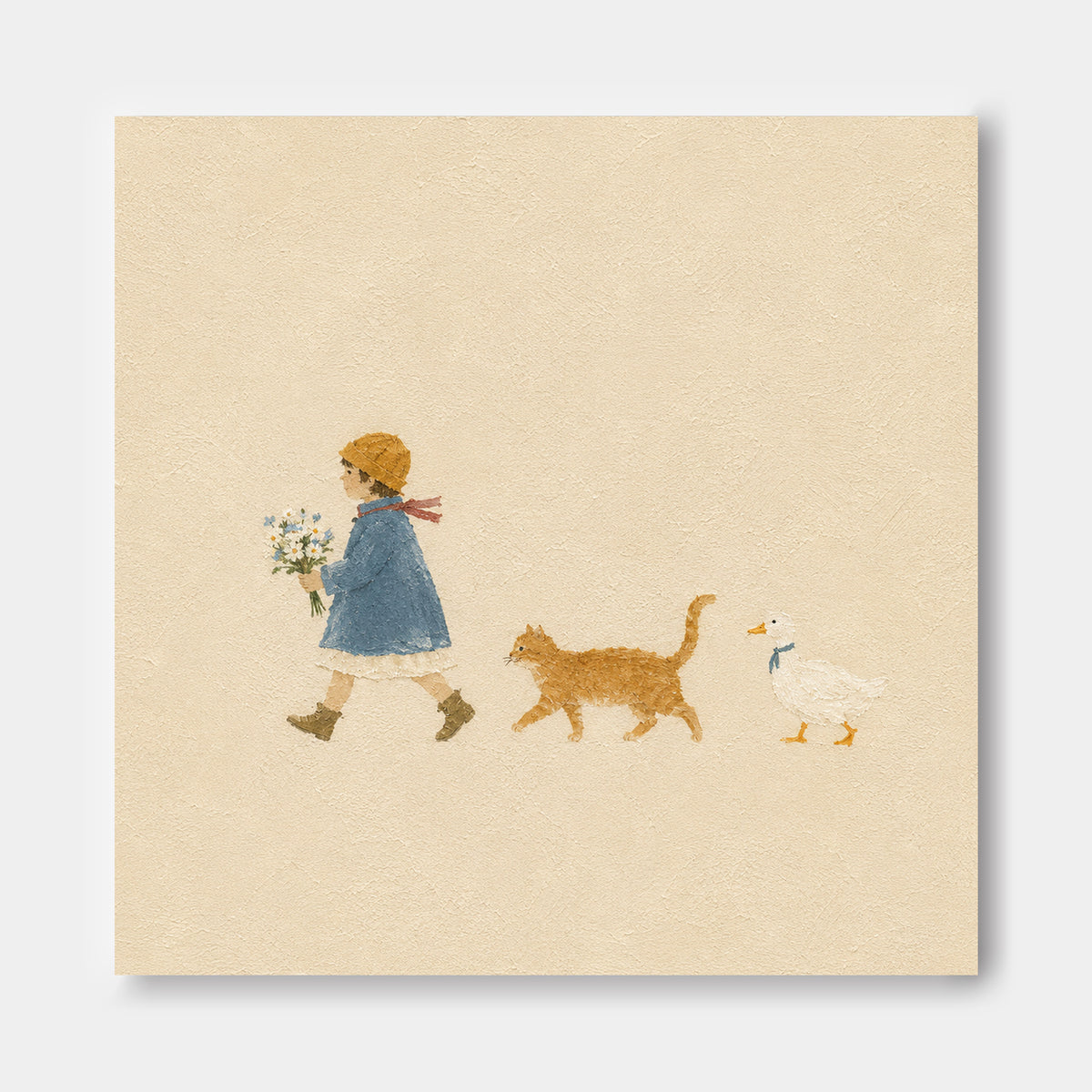 Whimsical Nursery Wall Art Hand-Painted Square Canvas For Kids Room