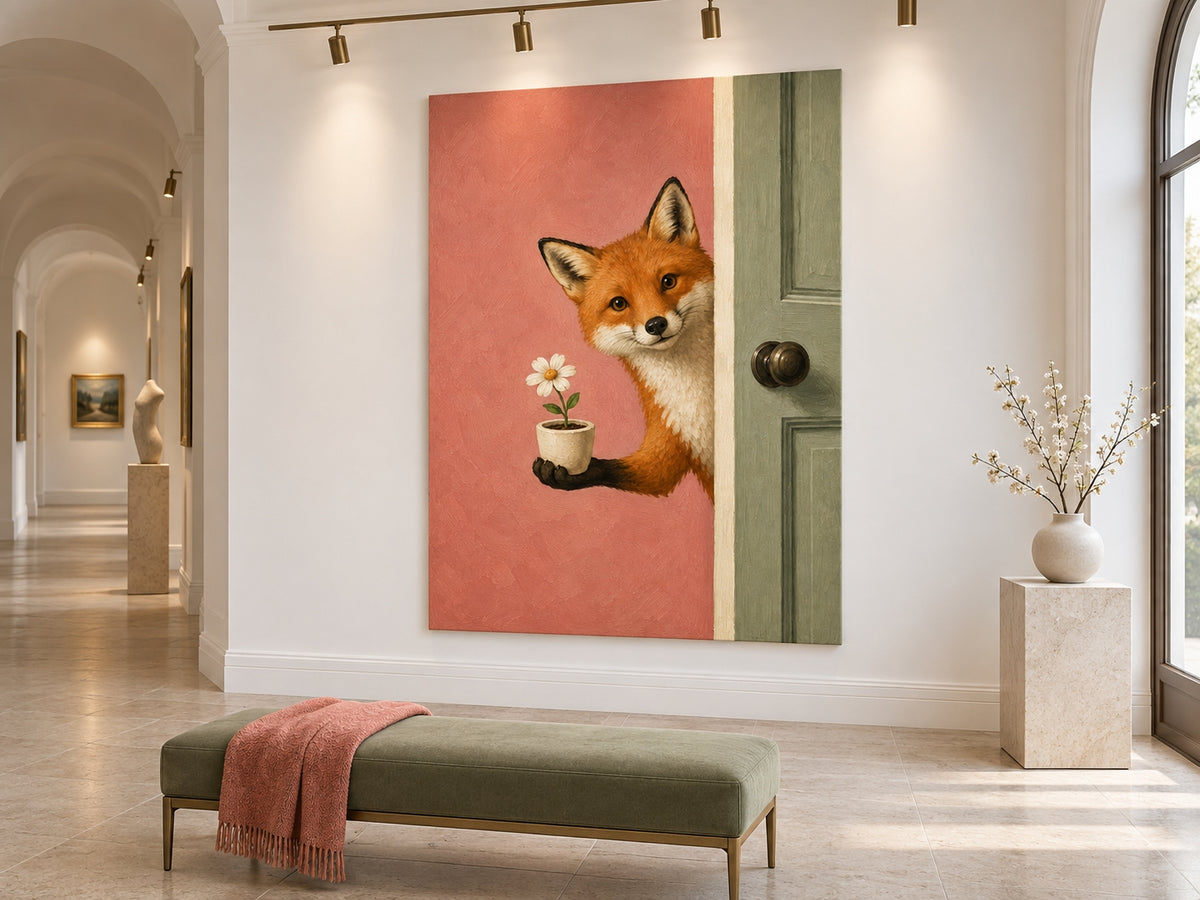 Modern Anthropomorphic Animal Painting Healing Storytelling Canvas Art