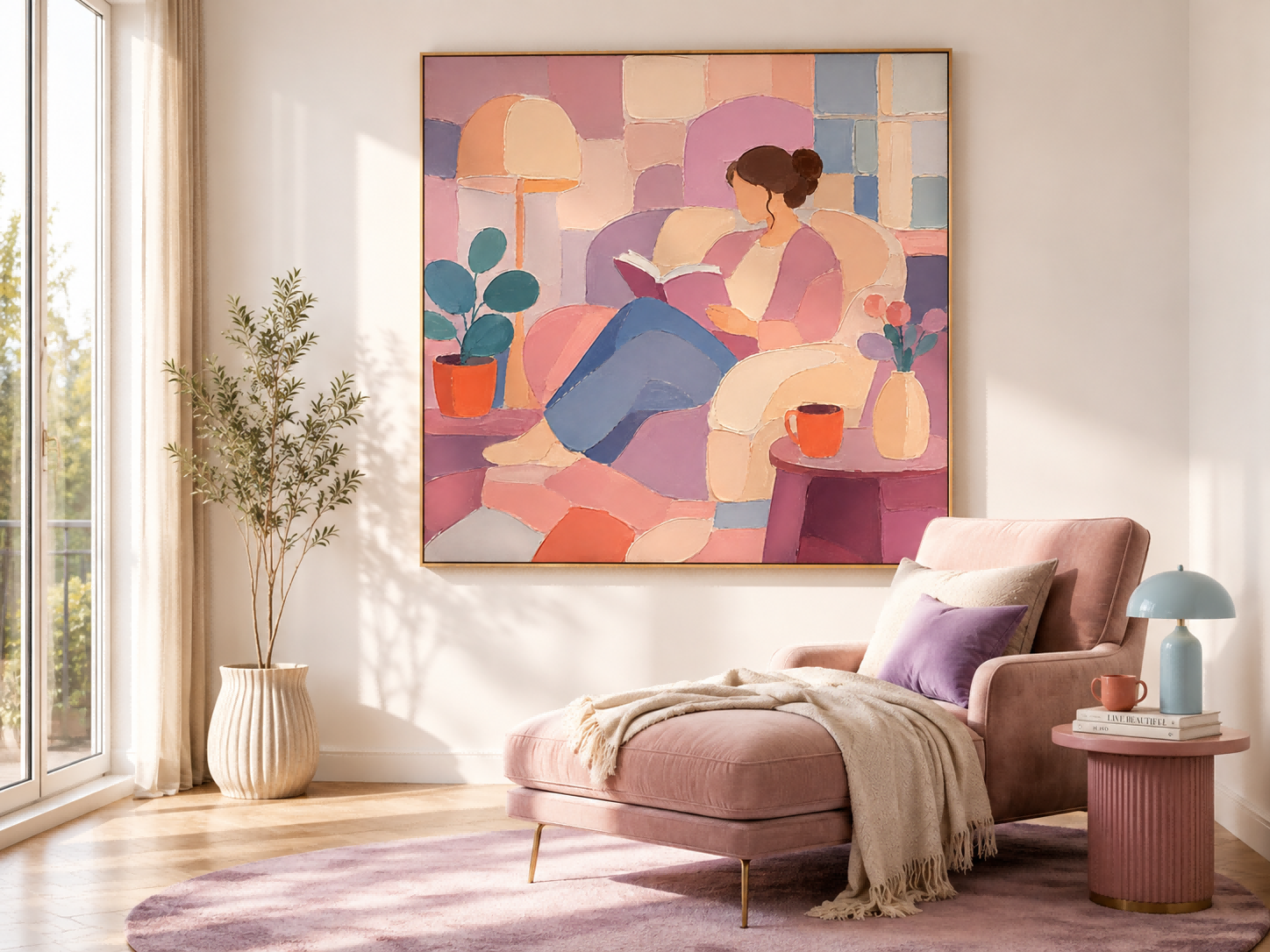 Geometric Block Style Artwork With People Theme For Unique Home Gift Ideas