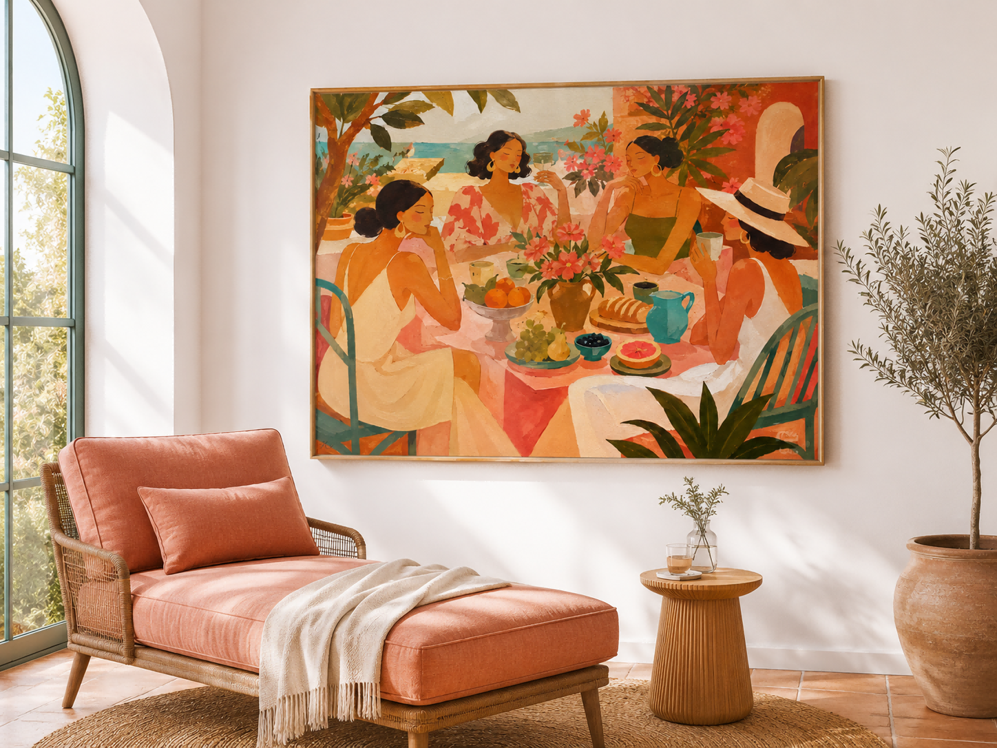 Whimsical Art Deco Style Painting For Luxury Living Room Decor