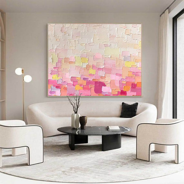 Textured Wall Art Pink Painting on Canvas Original Abstract Painting Large Colorful Wall Art Modern Boho Minimalist Decor