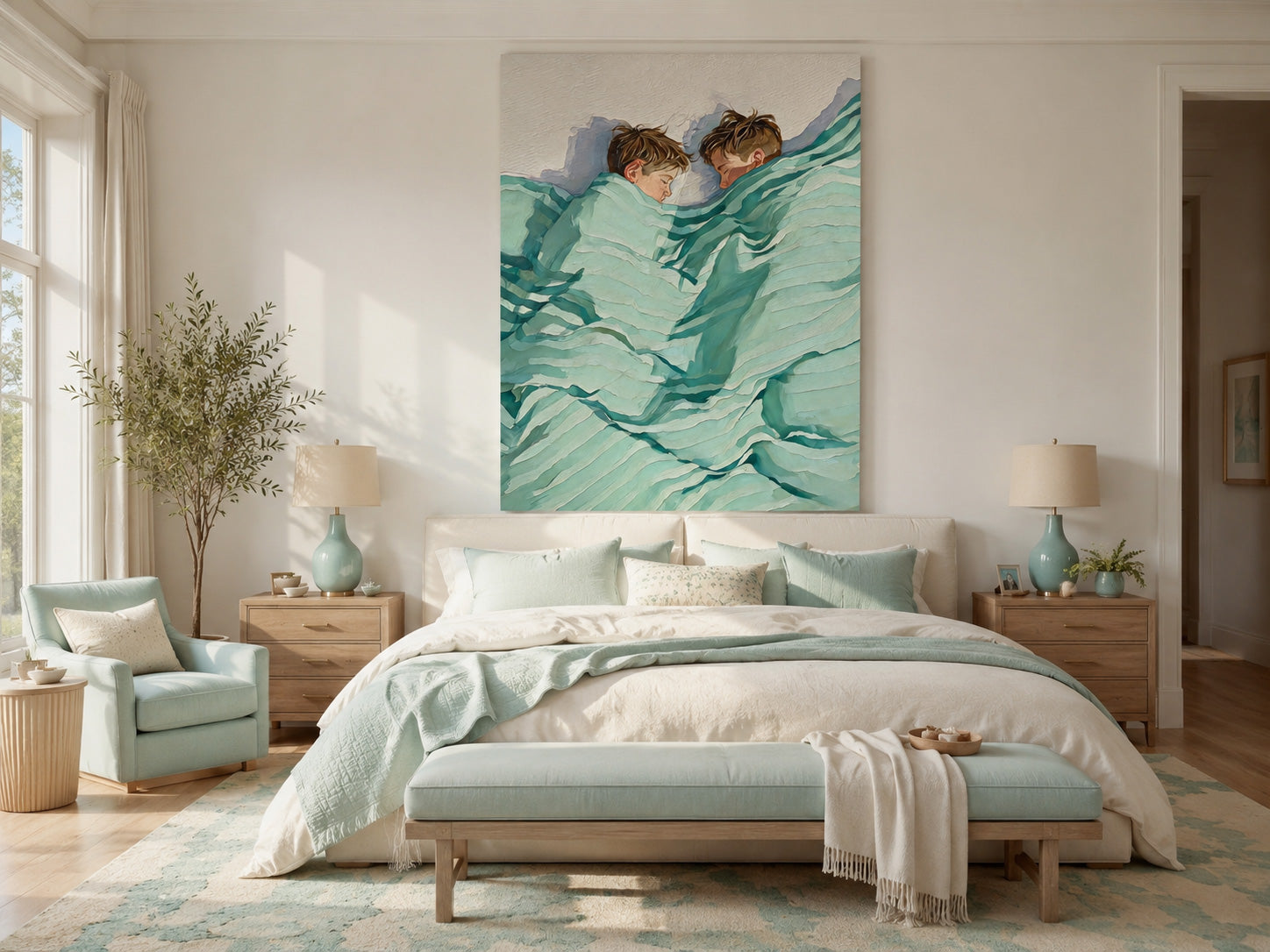 Healing Brotherly Love Art Original Oil Painting For Modern Home Decor