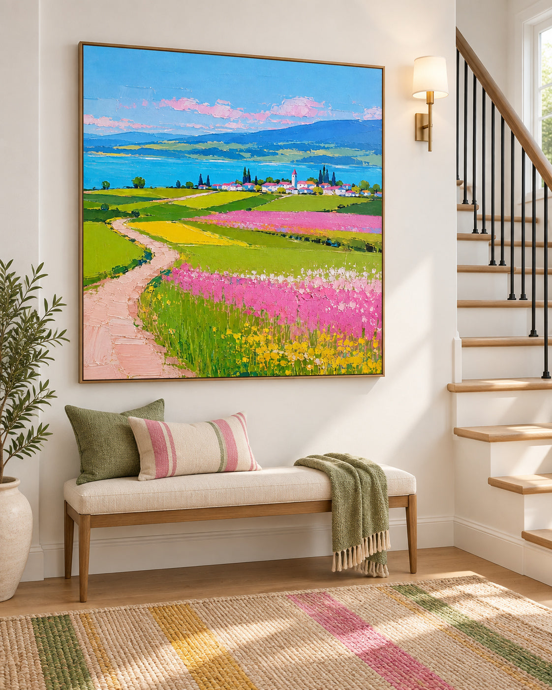 Modern Impressionist Textured Landscape Painting With High Saturation Colors