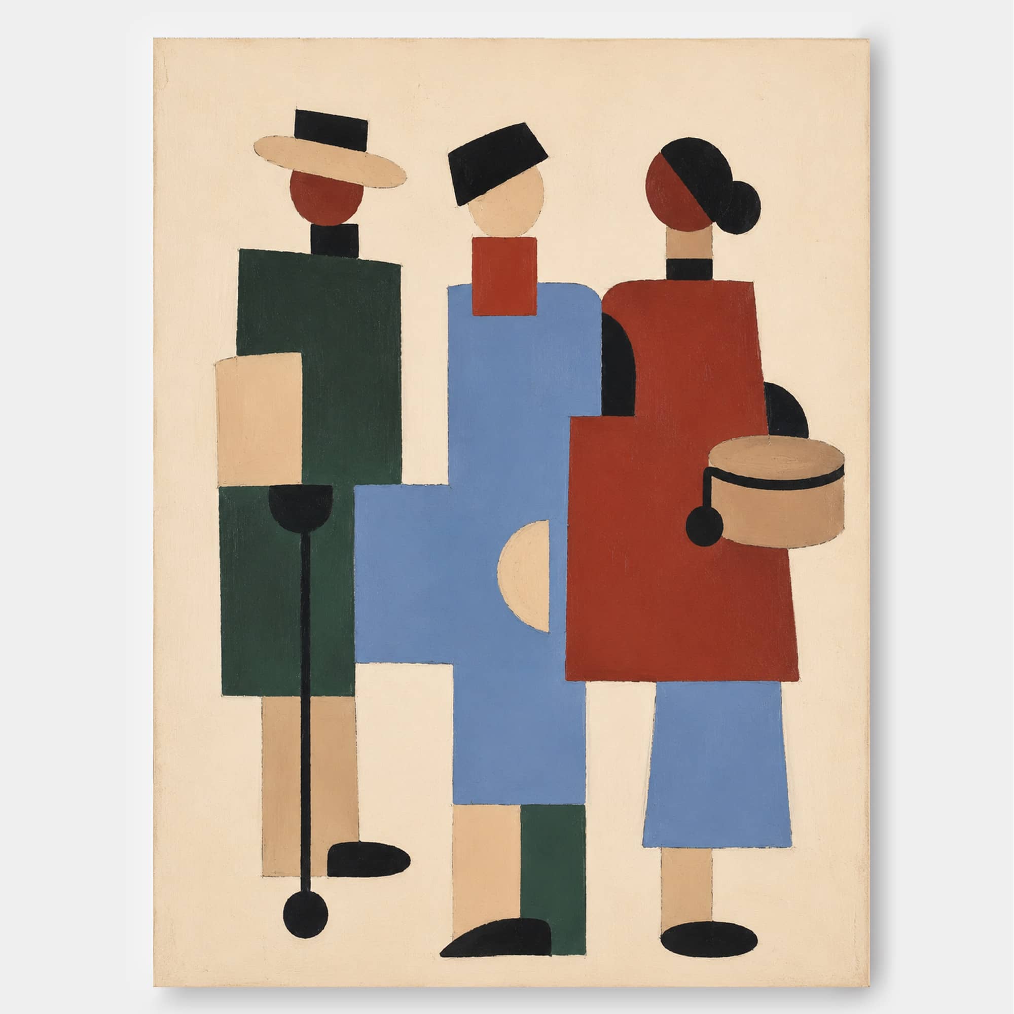 Minimalist Geometric Oil Painting In Modernist Style
