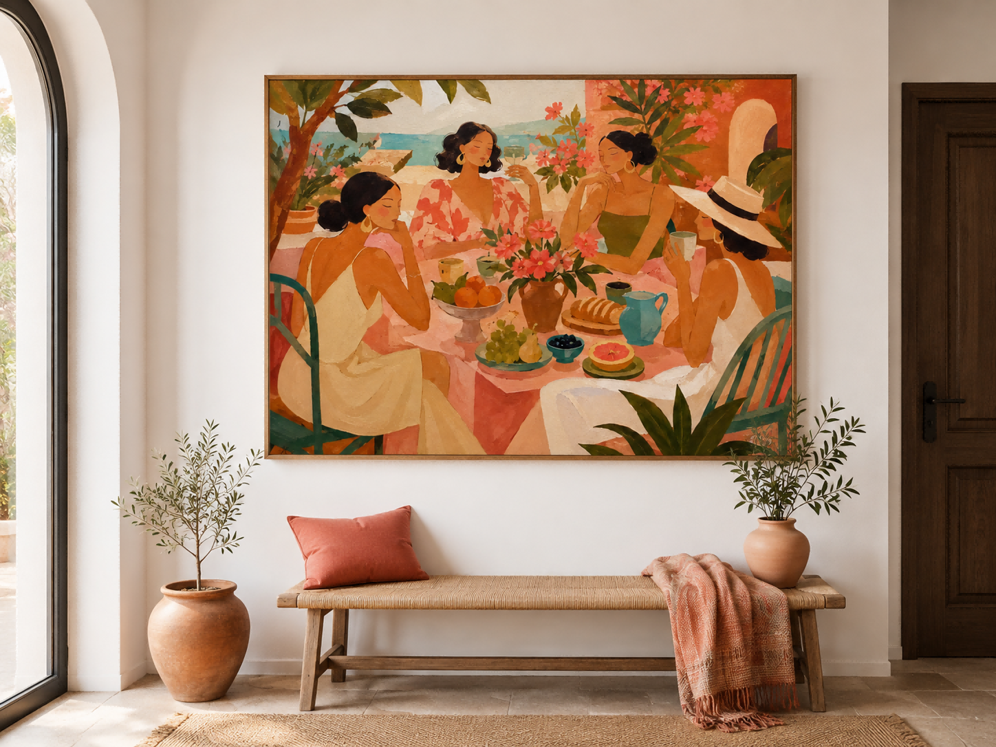 Whimsical Art Deco Style Painting For Luxury Living Room Decor