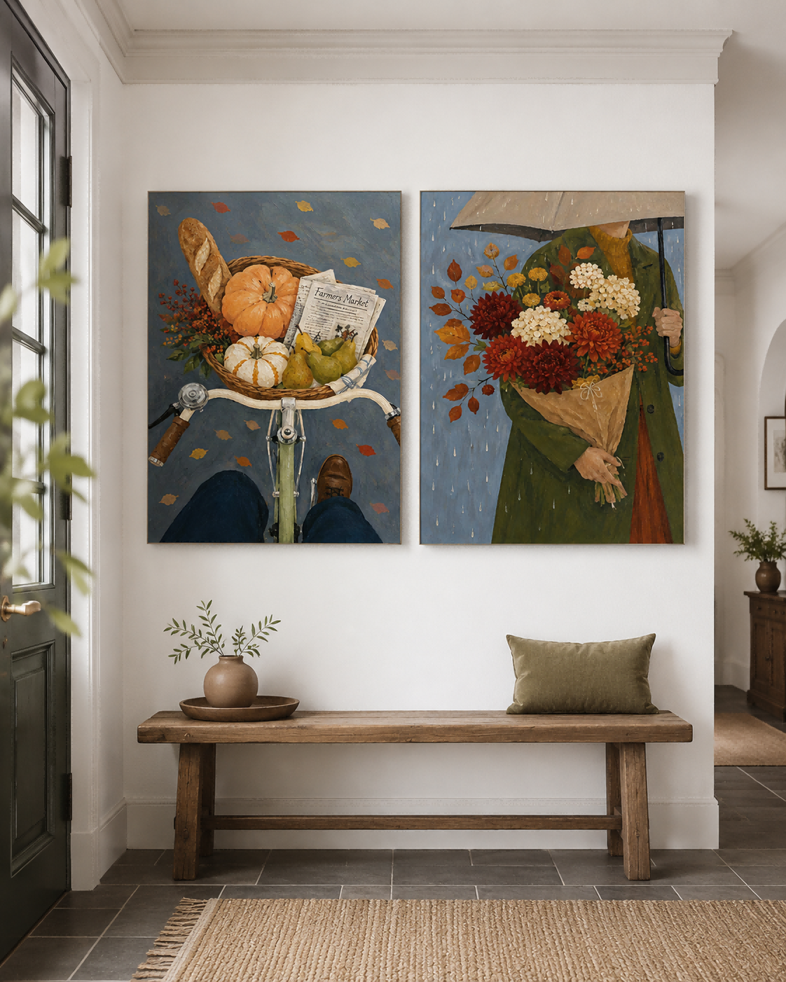 Romantic Textured Oil Painting Set With Fall Colors And Vintage Charm