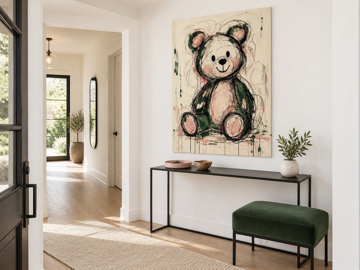Modern Graffiti Wall Art For Kids Room Nursery With Cute Bear