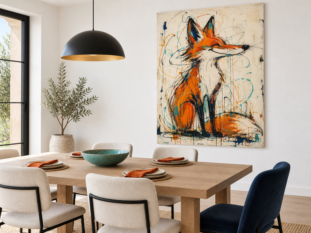 Vibrant Abstract Fox Art With Blue And Orange Contrast