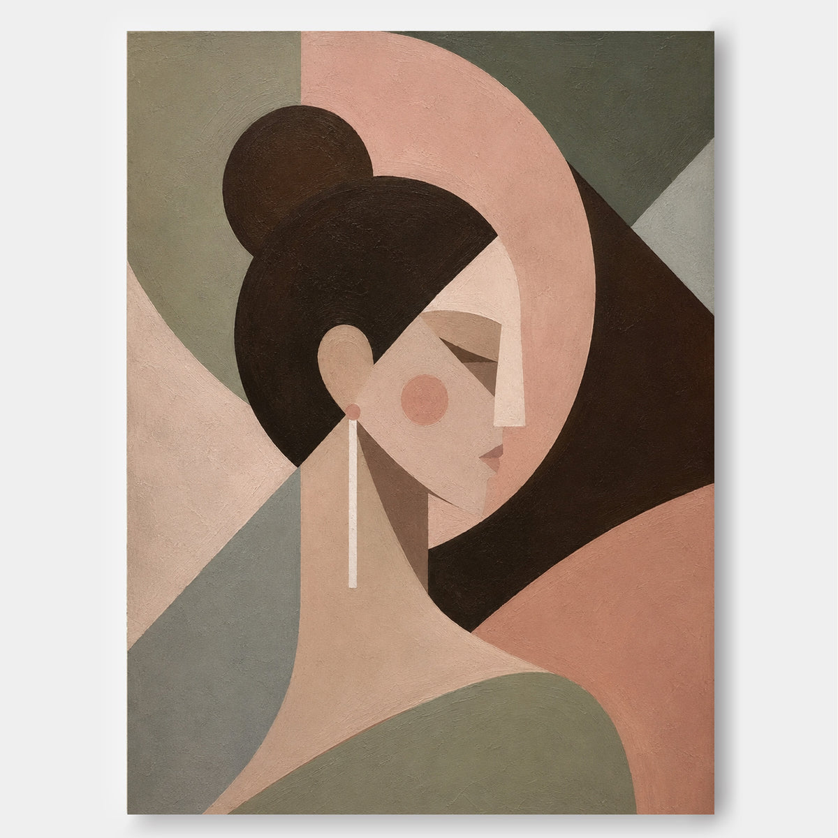 Modern Minimalist Canvas Art With Serene Female Silhouette And Earth Tones
