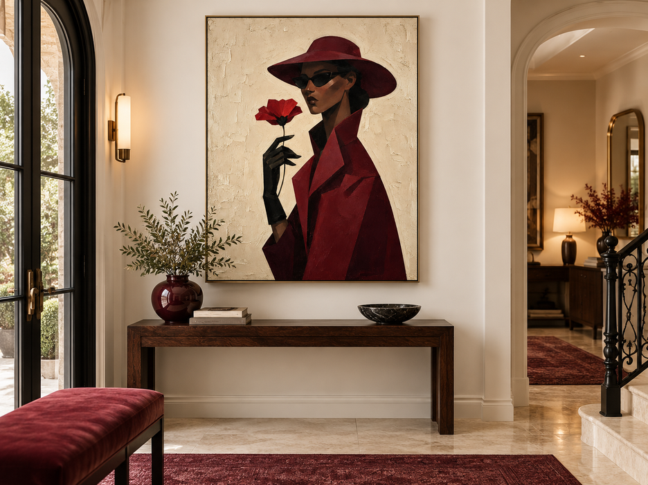 Minimalist Geometric Vintage Style Art Elegant Woman With Sunglasses Canvas