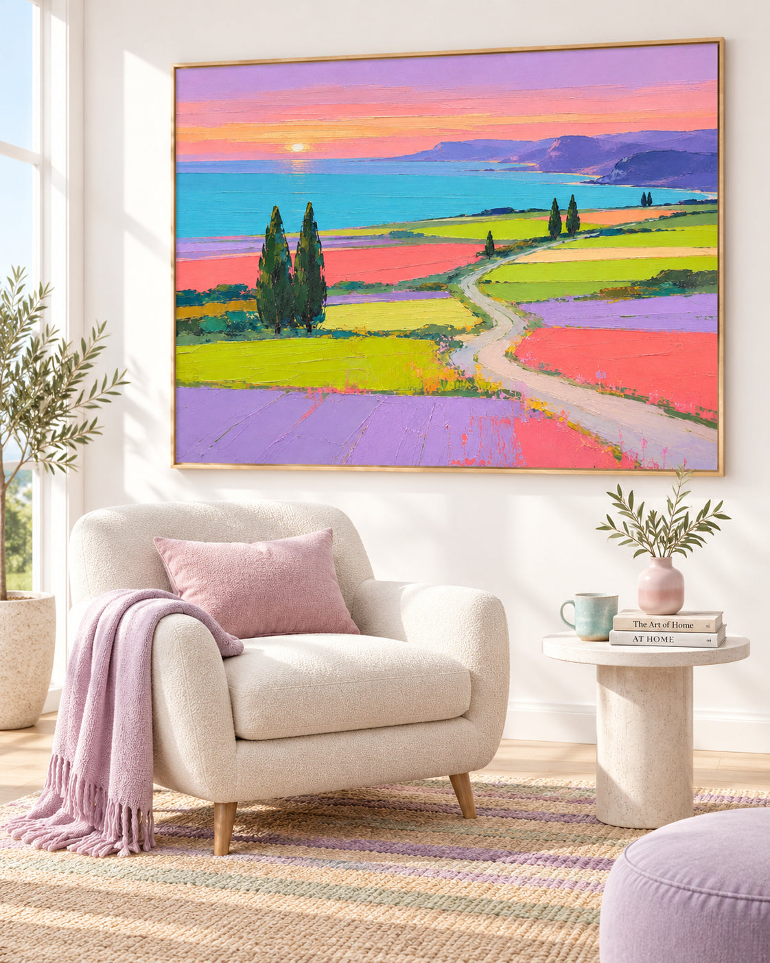 Romantic Impressionist Style Painting With Bold Colors And Textured Finish