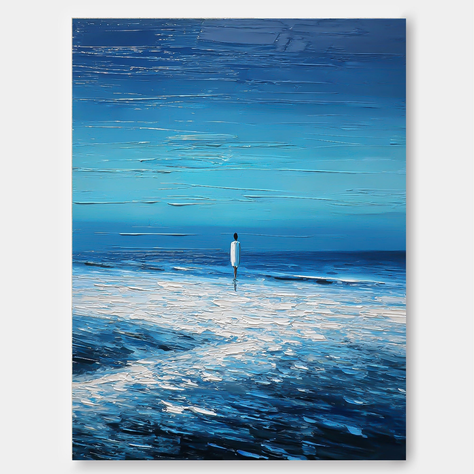 Original Figurative Seascape Oil Painting Expressing Solitude And Ocean Power