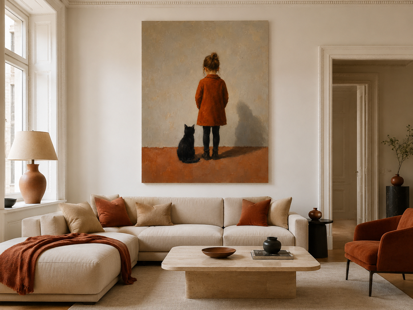 Modern Realist Figure Art For Living Room Warm Brown Tones