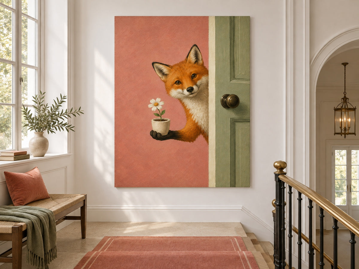 Modern Anthropomorphic Animal Painting Healing Storytelling Canvas Art