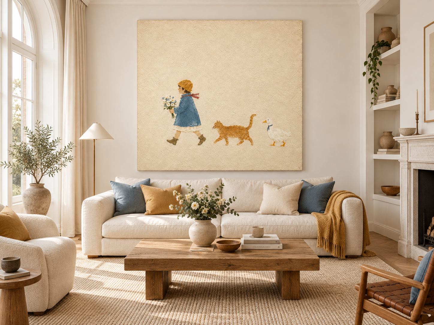 Whimsical Nursery Wall Art Hand-Painted Square Canvas For Kids Room