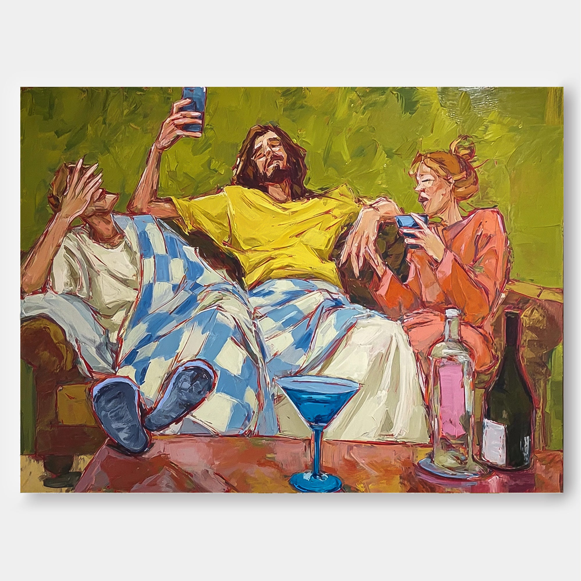 Large Canvas Wall Art Depicting A Casual Party Scene For Lounge And Bar