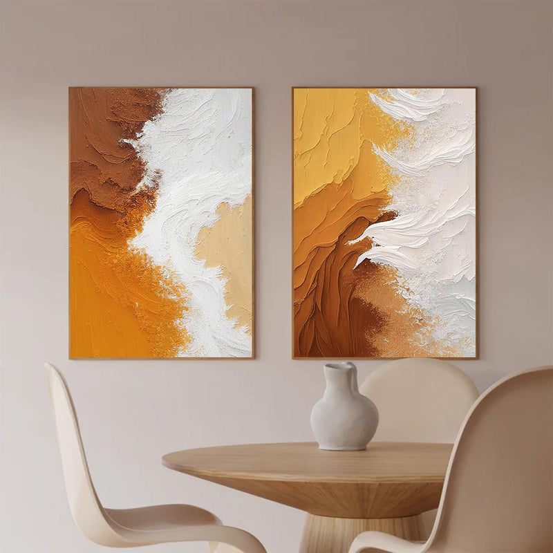 Set of 2 Large Abstract Oil Painting Modern Wall Art Original Texture Oil Painting Living Room Decor