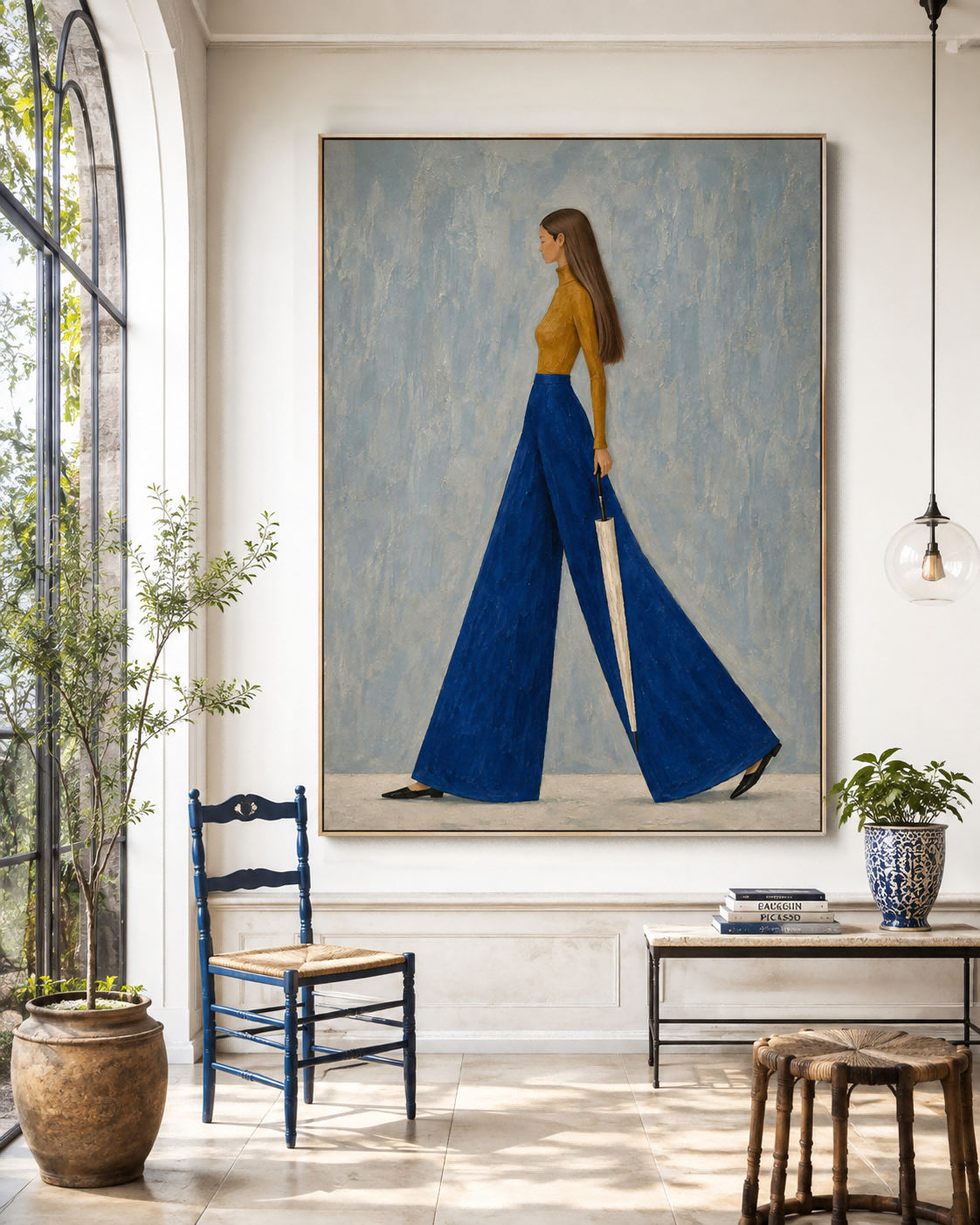 Abstract Figure Painting With Textured Background Original Art