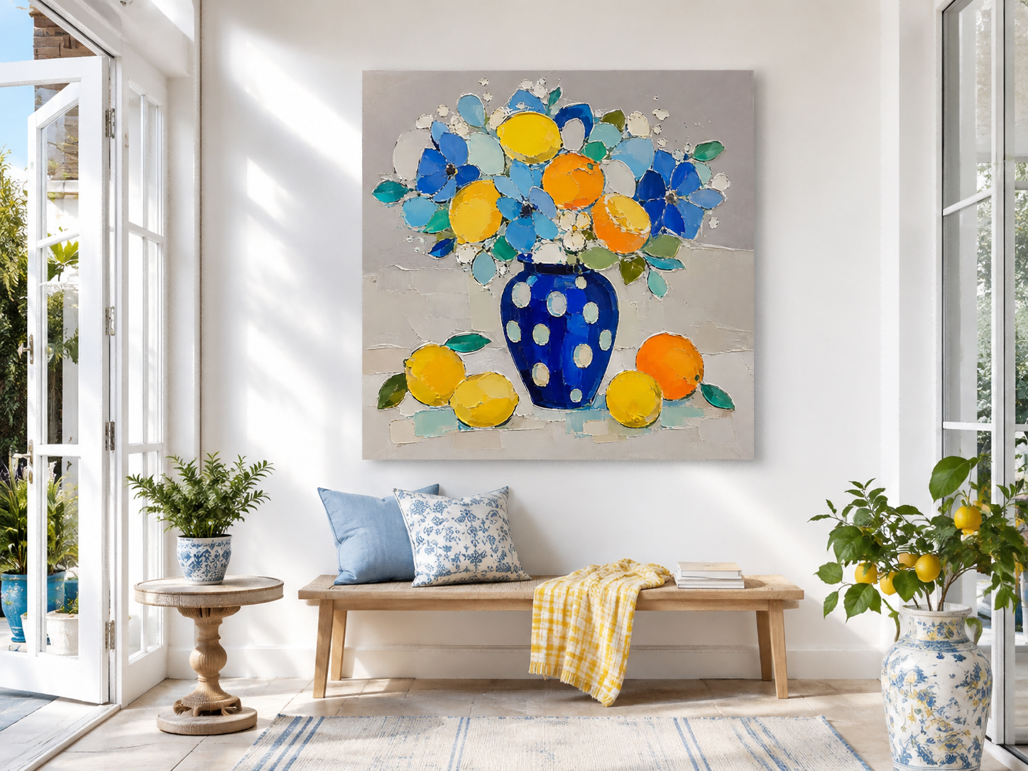 Abstract Impasto Floral Painting With Bold Textured Brushstrokes