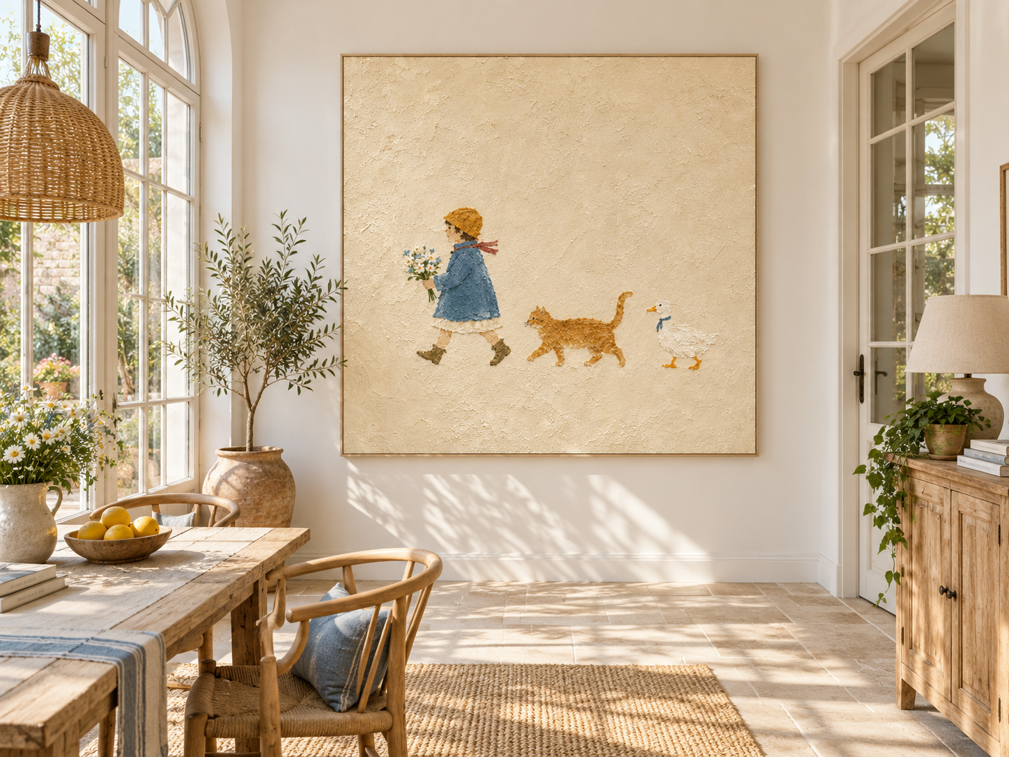 Whimsical Nursery Wall Art Hand-Painted Square Canvas For Kids Room