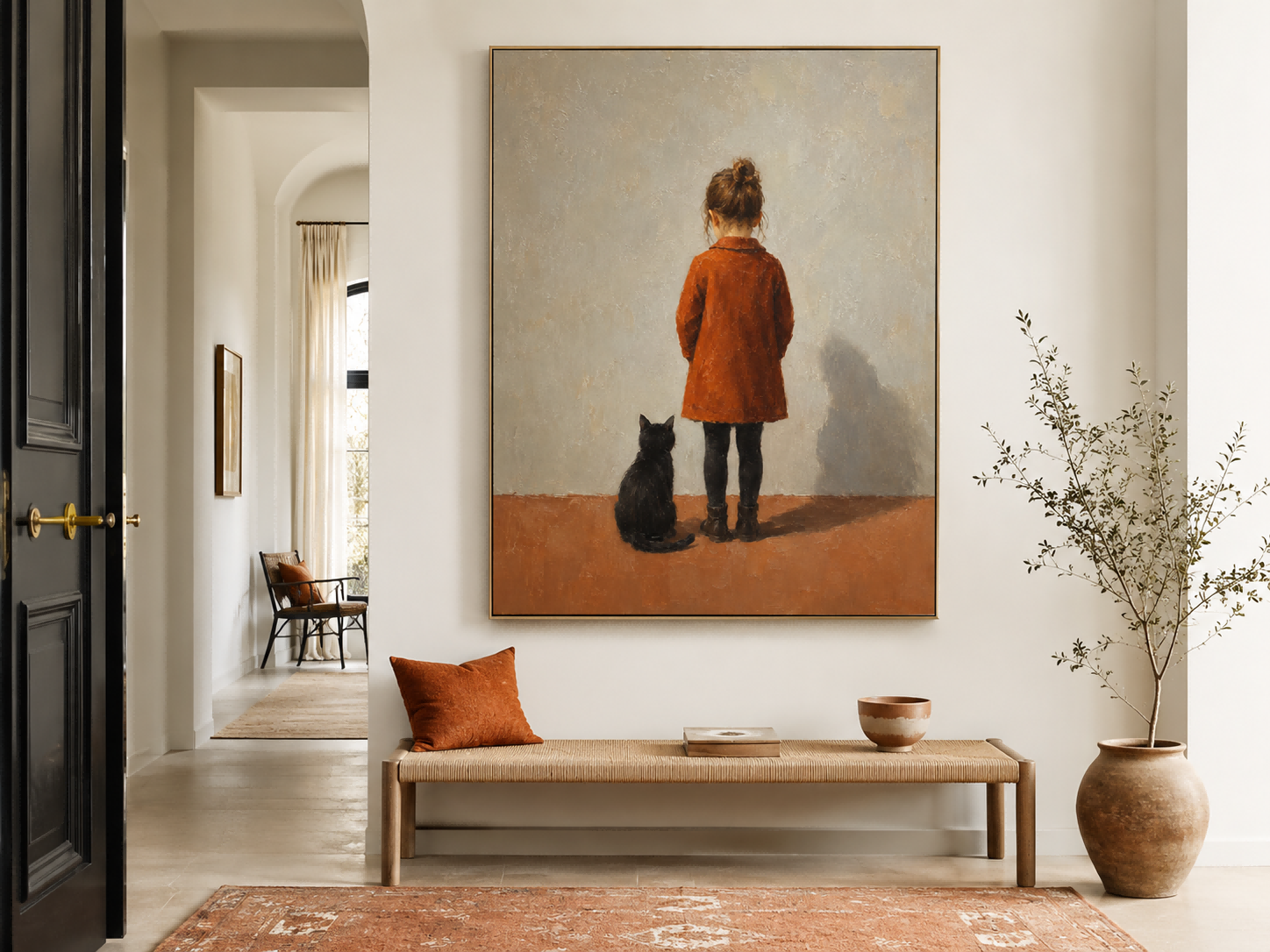Modern Realist Figure Art For Living Room Warm Brown Tones