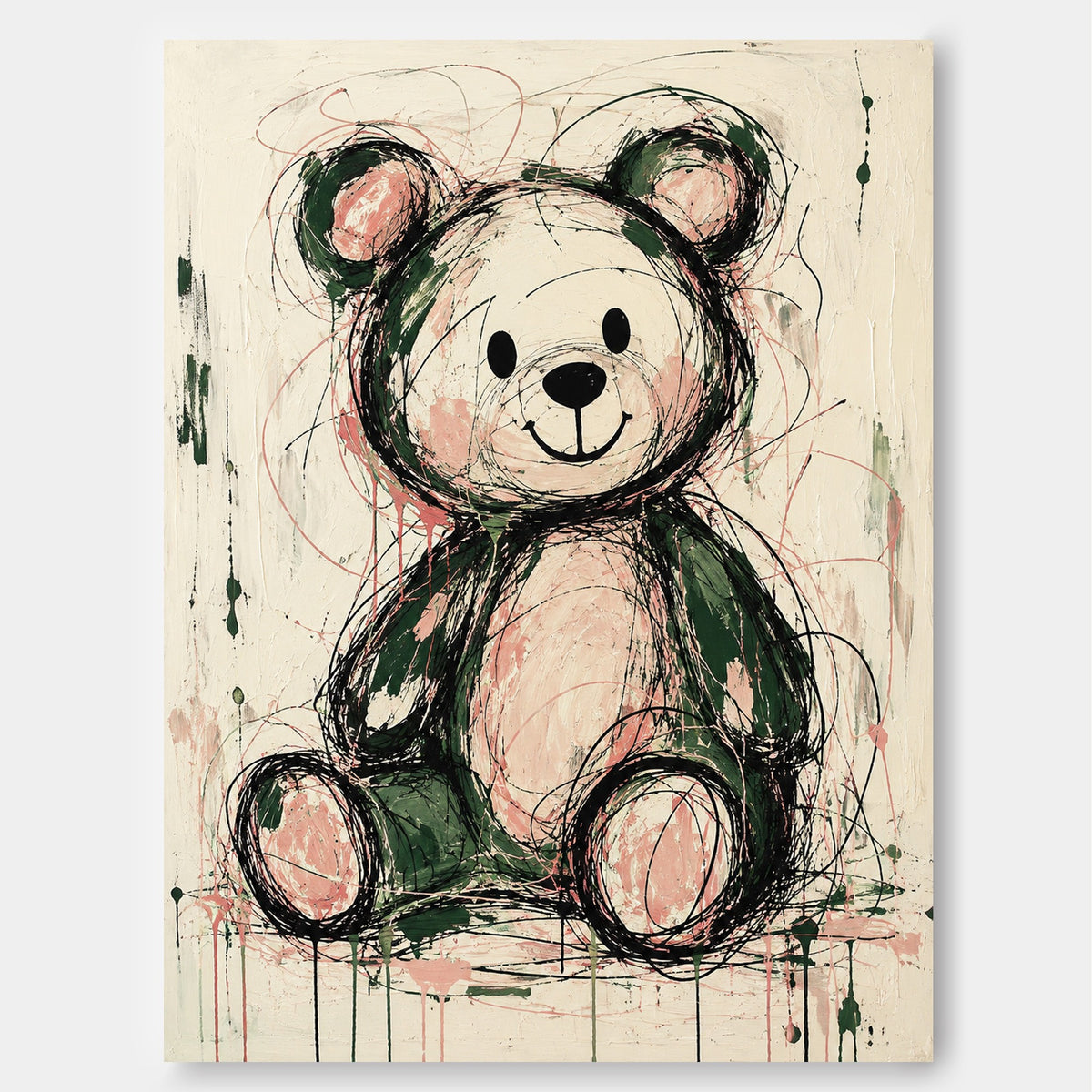 Modern Graffiti Wall Art For Kids Room Nursery With Cute Bear