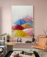Modern Original Umbrella Wall Paintings Canvas Abstract Landscape Oil Painting Hand Painted For Living Room